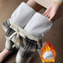 加绒加厚欧棉绒直筒裤女2025秋冬新款高腰宽松运动裤显瘦跨境卫裤