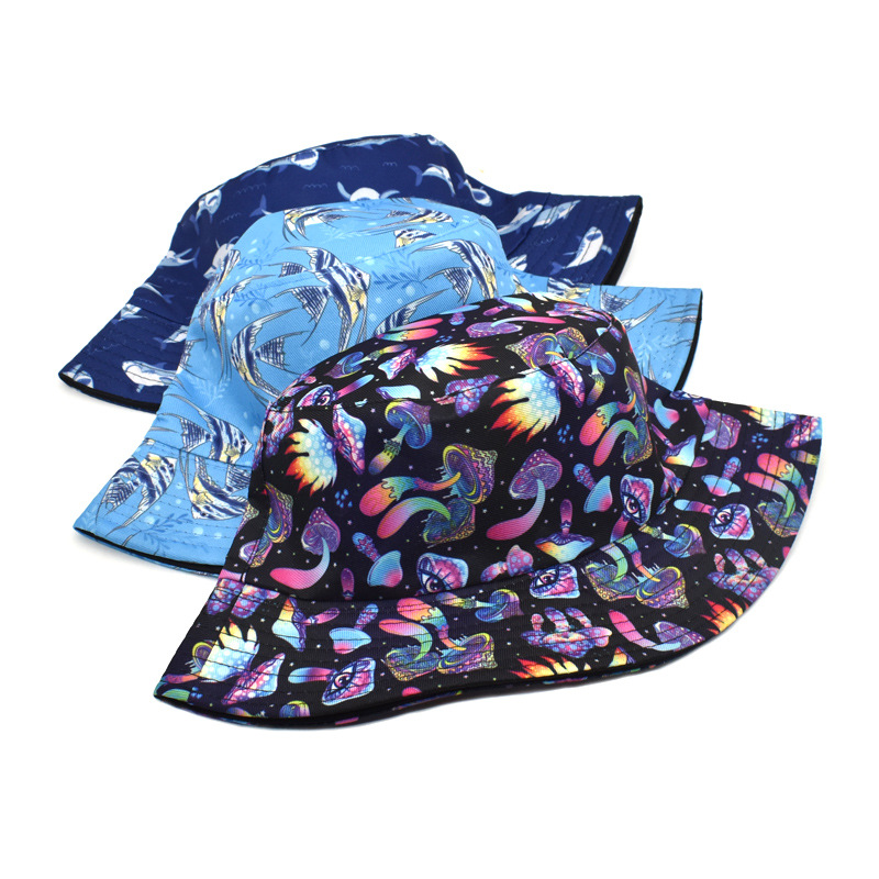 Women's Fashion Geometric Printing Flat Eaves Bucket Hat display picture 2