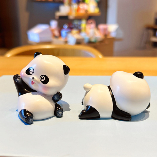 Cute panda rolling cartoon doll car ornaments home decoration desktop ornaments resin crafts small gifts