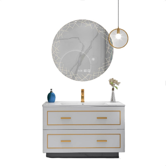 Espejo inteligente redondo creativo pantalla táctil espejo de baño baño pared led espejo de maquillaje luminoso