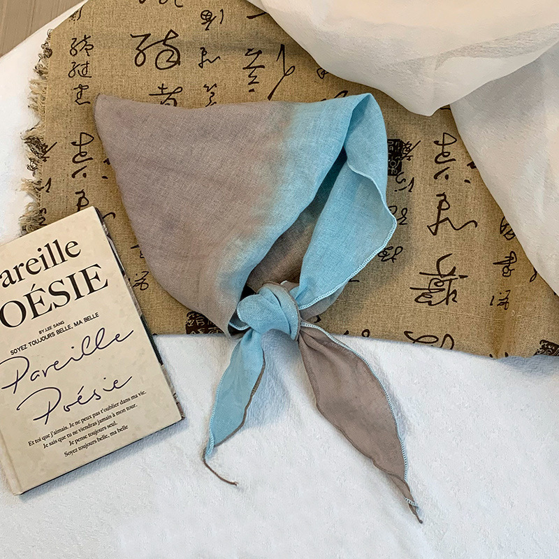 Pañuelo de seda de alta calidad nuevo estilo literario a juego de color algodón lino en forma de diamante bufanda decorativa pañuelo en la cabeza cinturón para el cabello protector para el cuello chal pequeño