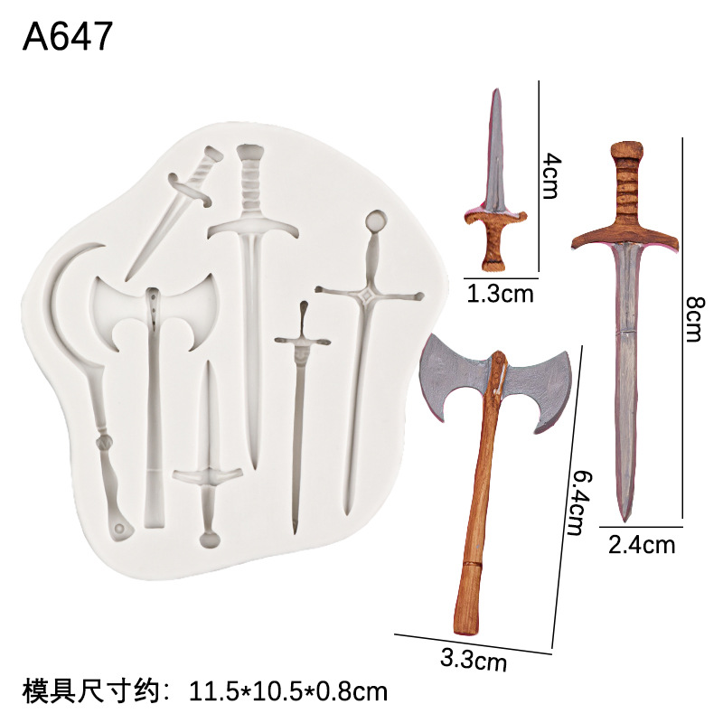 Herramientas de caza serie de silicona molde decoración de la torta de chocolate fondant molde DIY epoxi herramientas hechas a mano