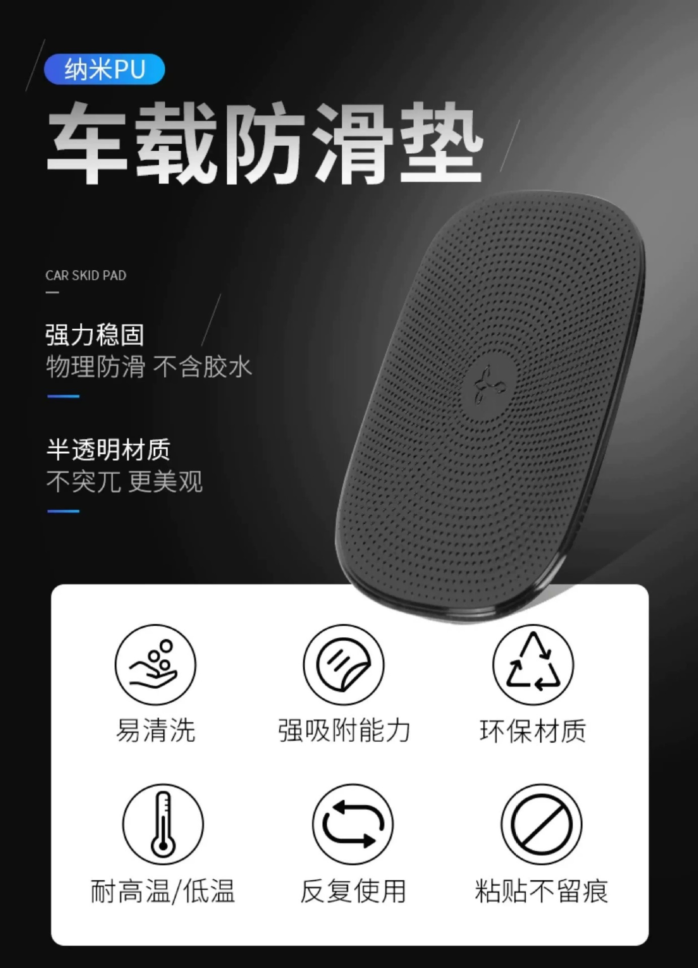 Car anti-slip mat, car accessories storage mat, in-car dashboard phone and accessory holder, high-temperature resistant