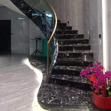 世纪黑冰花石材定制天然大理石楼梯踏步板材别墅室内装修