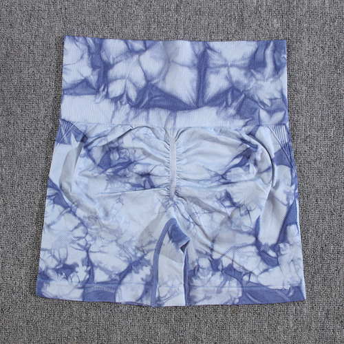 Cross-border tight peach hip-lifting short shorts tie-dye high-waist belly-cinch yoga shorts seamless tie-dye exercise tight pants