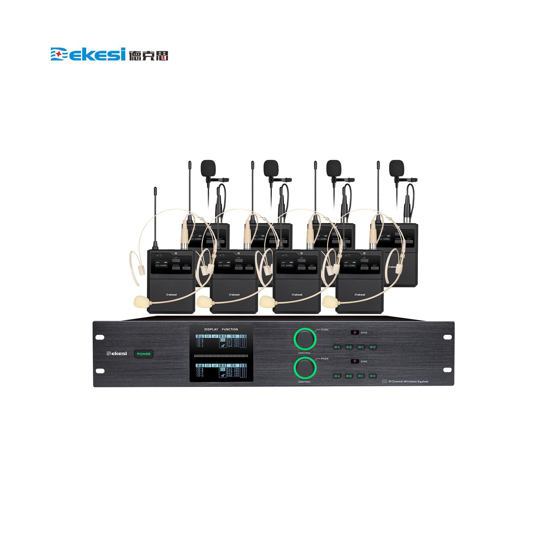 用于体育馆、演唱会、会议等室内场所的高端一拖八领夹无线麦克风