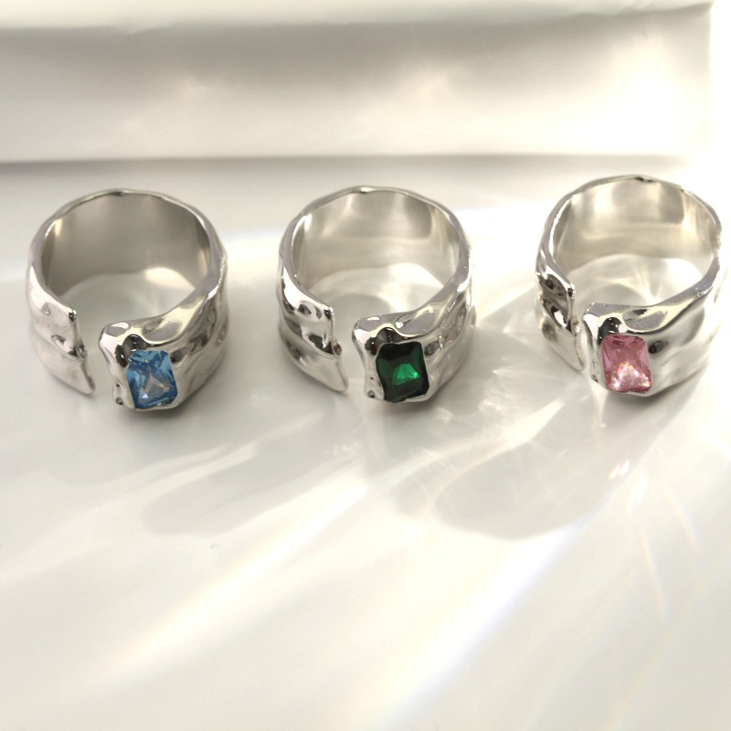 Retro Geometric Copper Plating Zircon Open Ring 1 Piece