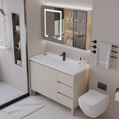 Yida Wall-mounted Self-cleaning Bathroom Sink and Vanity Set with Ceramic Integrated Basin and Cabinet