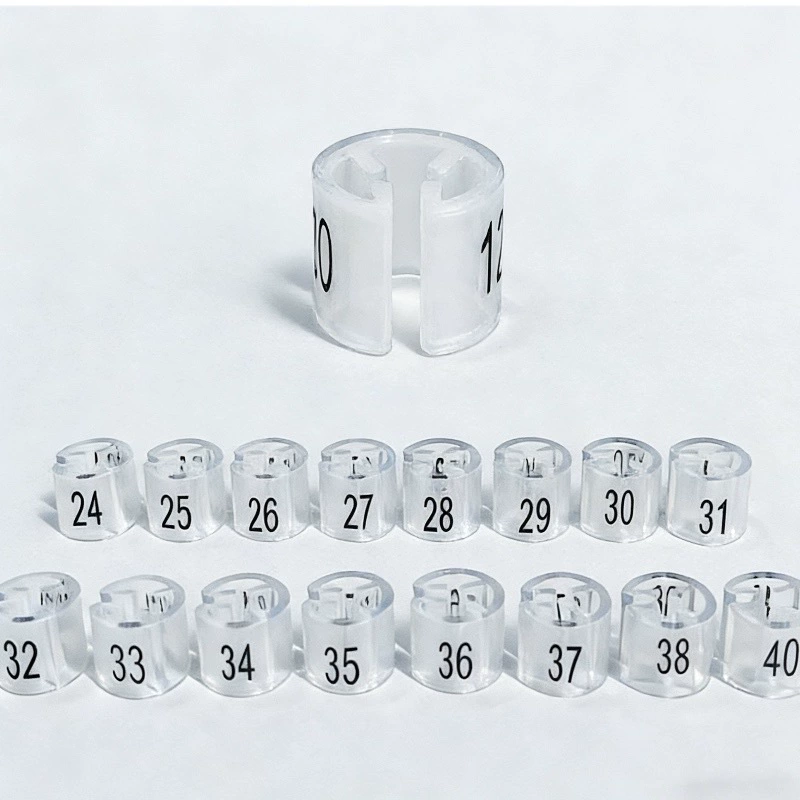 Круглые двусторонние прозрачные этикетки-кольца для размеров одежды (24-40) на вешалки