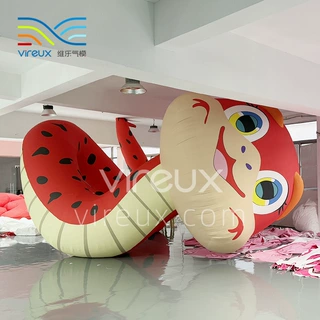 充气卡通盘饶蛇气模厂家定制商业美陈互动打卡装置道具广告节庆