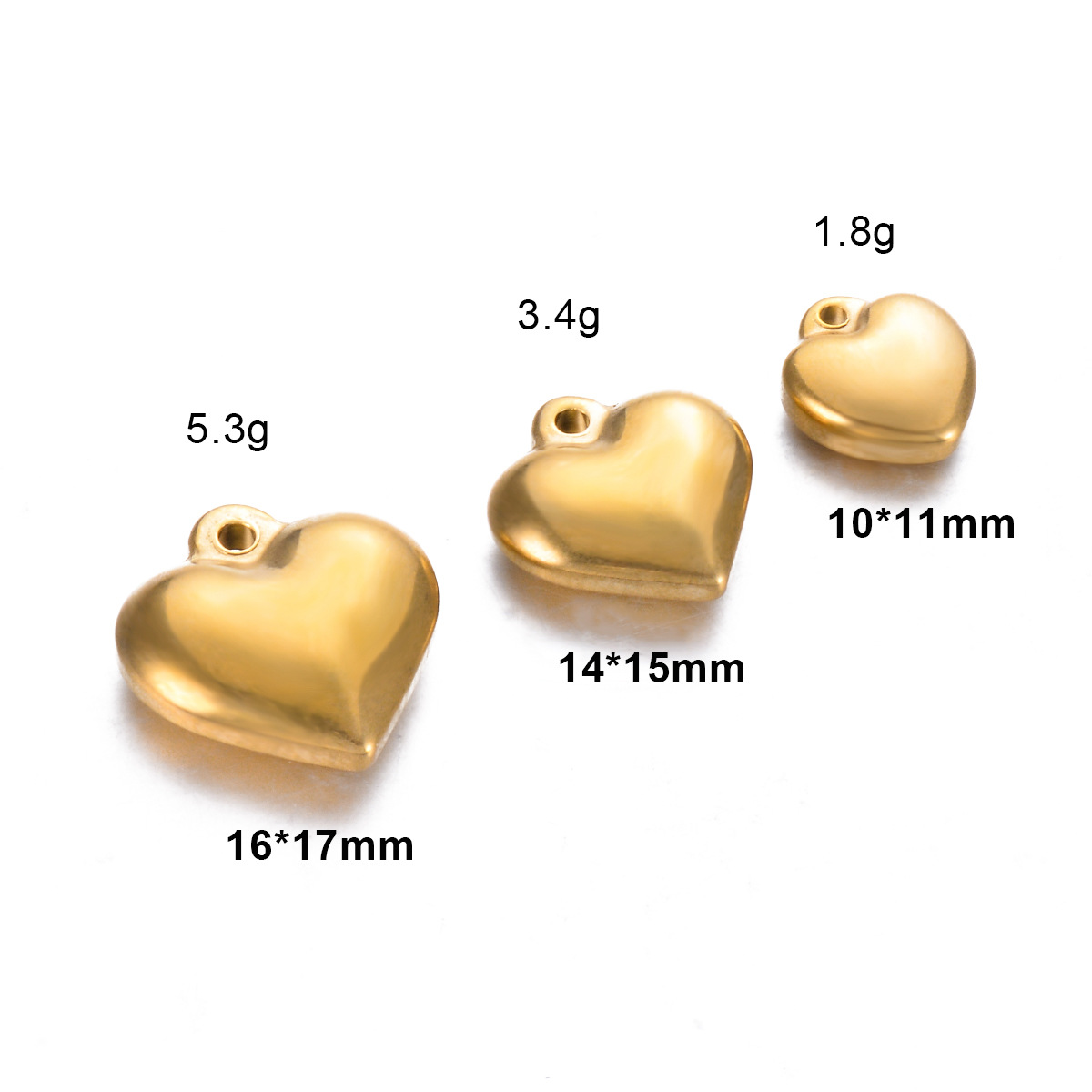 PVD Coated Gold Plating Process Pendant Jewelry Making Type DIY Jewelry Accessories Classification 10 PCS/Package Stainless Steel Heart Shape Pendant