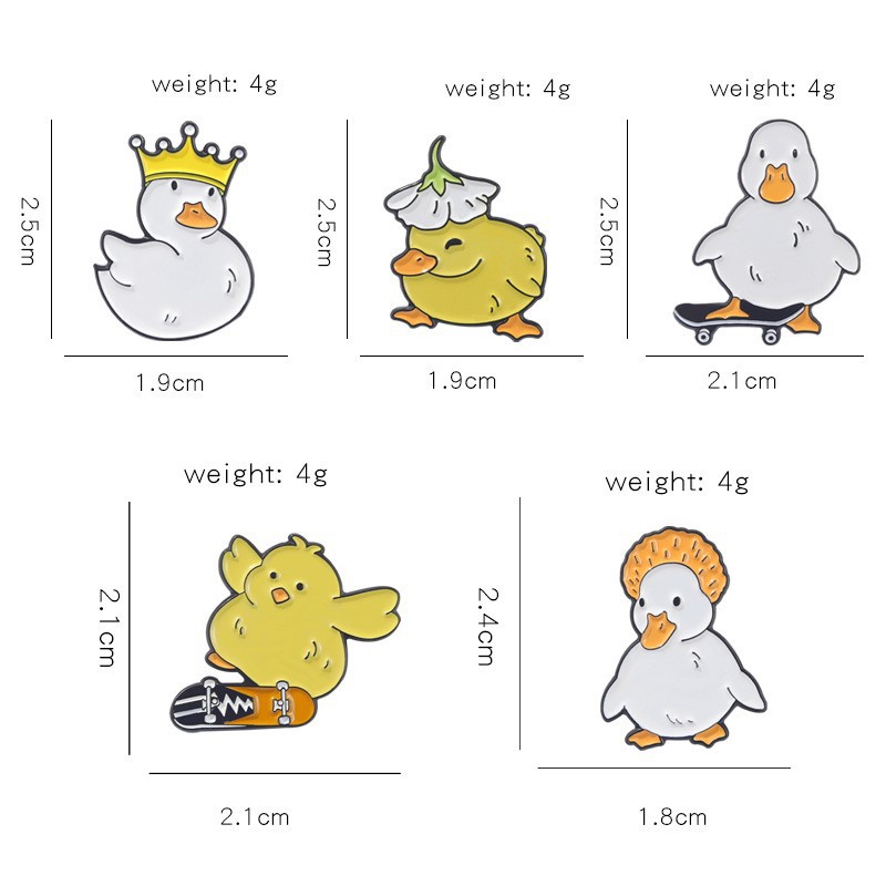 6g Weight Cartoon Style Pin Animal Duck Alloy Stoving Varnish Unisex Brooches