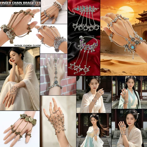 Retro national fashion ethnic style Bell finger bracelet travel photography photo hanfu all-match accessories gift bracelet