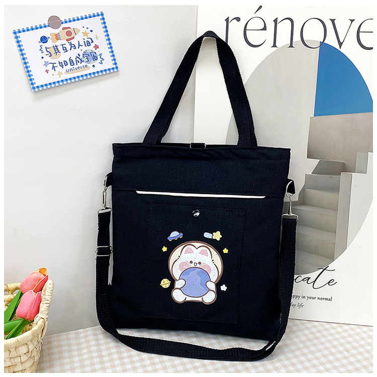 Wholesale of 2025 new cartoon casual canvas bags, large-capacity, fashionable and cute girl single-shoulder bags and tote crossbody bags undefined