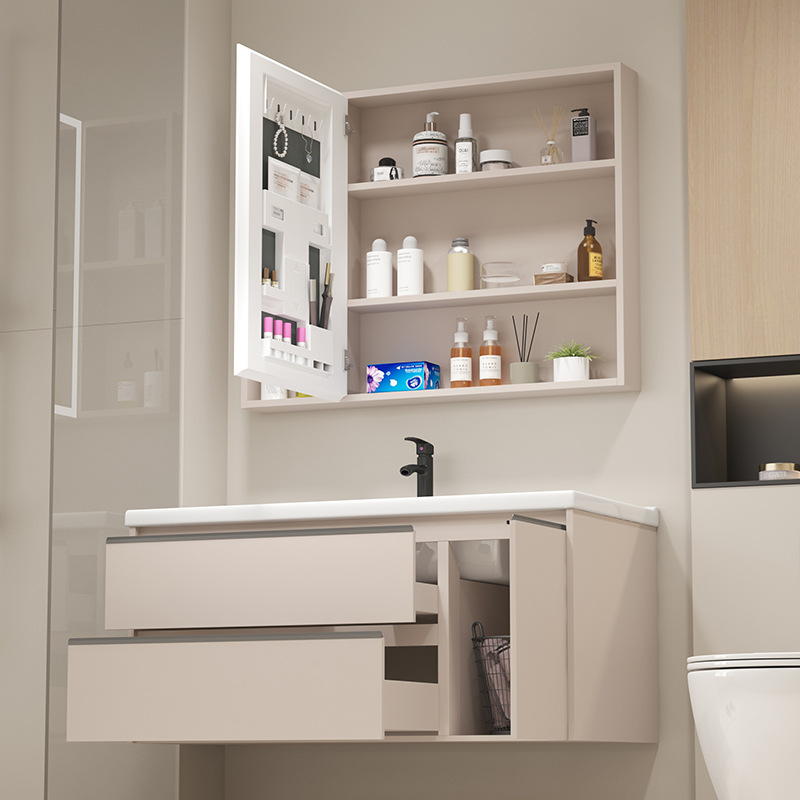 lavabo tipo pared colgante de balcón integrado cajón de almacenamiento de lavabo de lavabo de baño