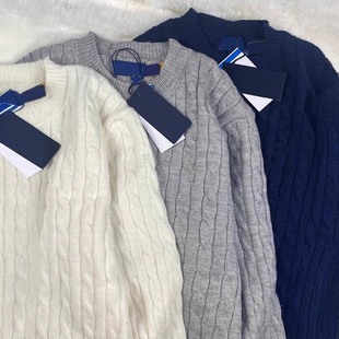 Real Shot Sweep Size RL Ruff Pony Mark Embroidered Round Neck Warm Twist Couple's Top Women's Sweater Men's Sweater