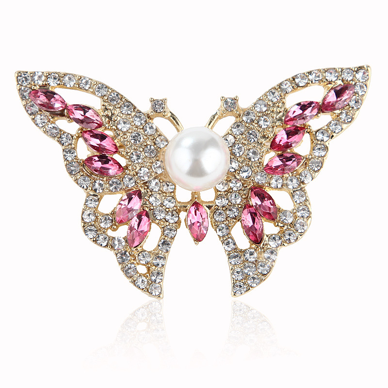 Glamour Mariposa Aleación Embutido Perlas Artificiales Diamantes De Imitación Mujeres Broches display picture 1