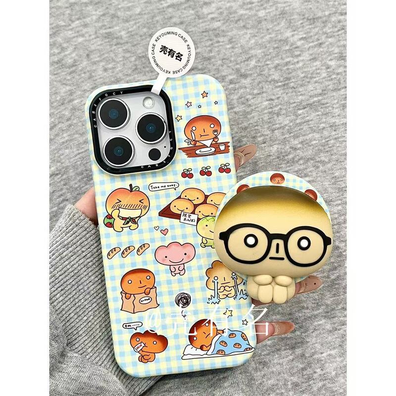 趣味戴眼镜哭泣烤焦面包磁吸支架适用苹果16手机壳iPhone15/14/13|undefined