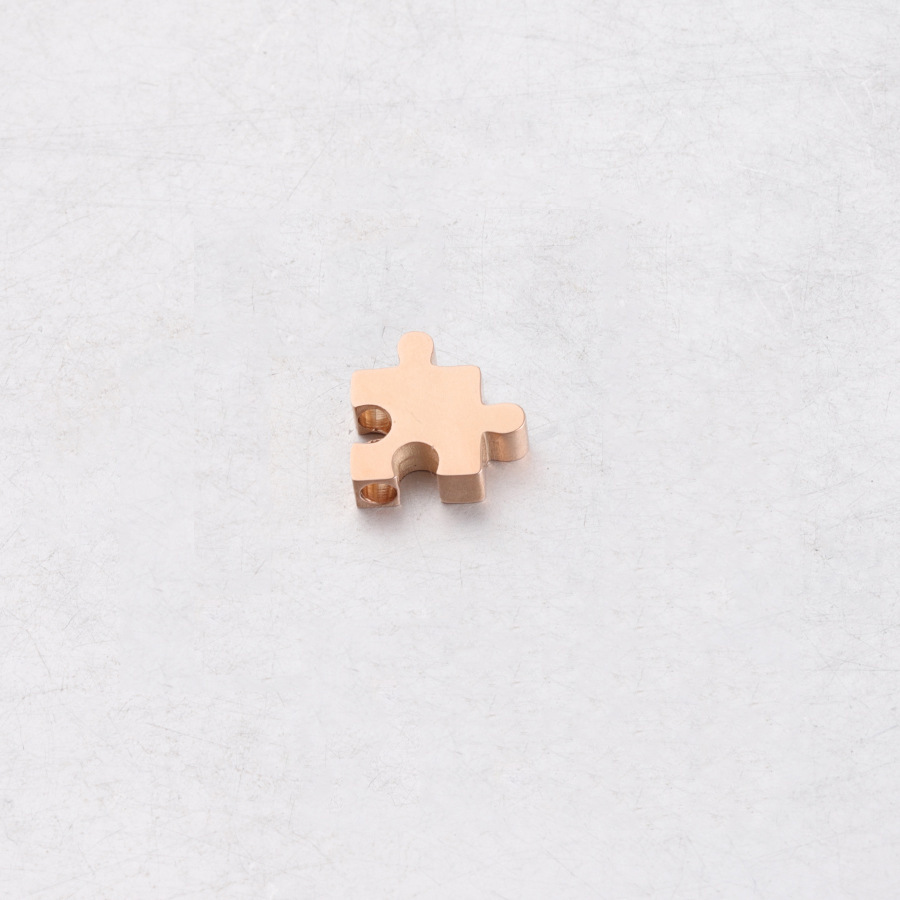 Jigsaw, Customization Laser Engraving Pattern All Seasons Season 1 Piece Diameter 10mm 304 Stainless Steel PVD Coated Real Gold Plated Jigsaw Customization Laser Engraving Beads DIY Jewelry Accessories