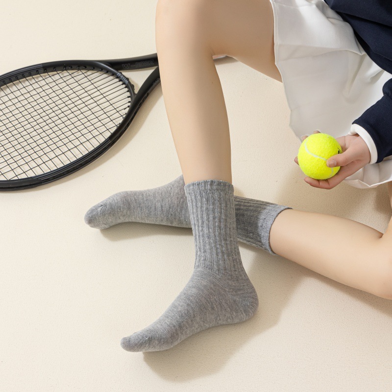 レディースソックス 縦縞 無地 ミドル丈ソックス インス風 トレンド 多用途 パイルソックス 学生 白黒 ロングソックス 卸売 多用途ソックス|undefined