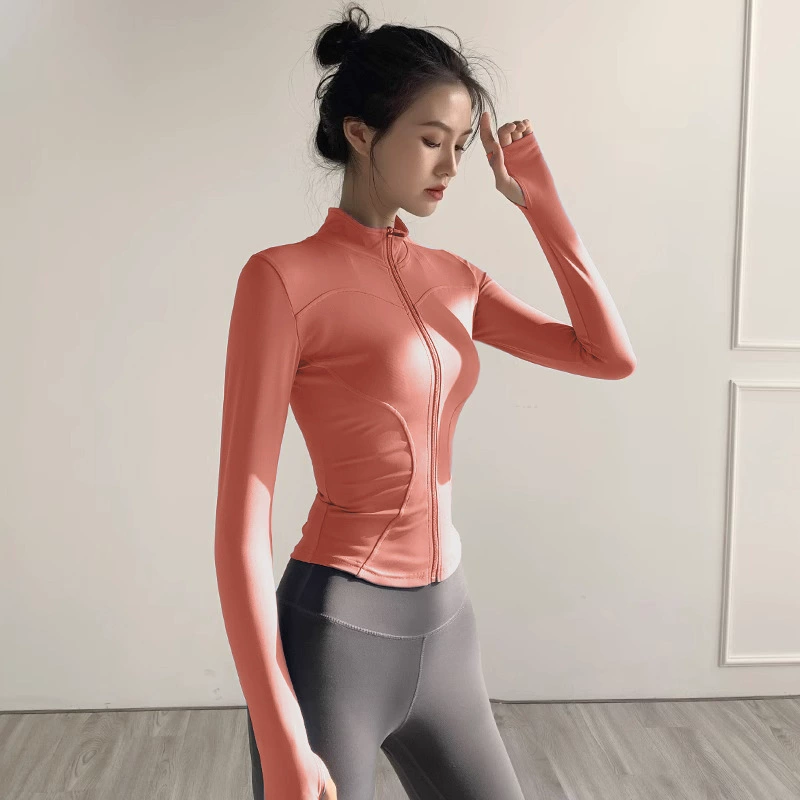 Быстросохнущая спортивная куртка для путешествий, куртка с zipper, талия-формирование, спорт и йога (растяжка 2–4 стороны)