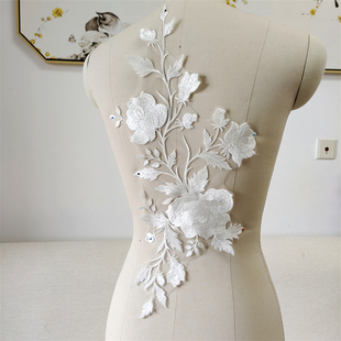 ▒ Clothes Patch with Flower Lace Handmade DIY Wedding Dress Veil Skirt Decorative Embroider