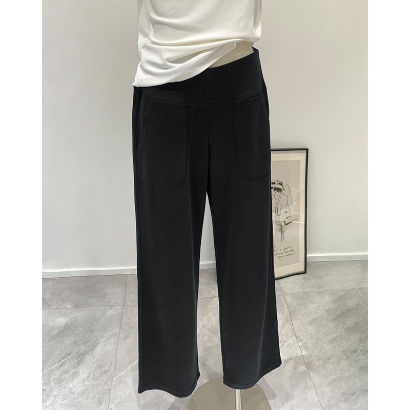2026 Spring and Autumn New European Style In-Stock Black Slimming Low-Waist Casual Straight-Leg Pants Women's Lazy Relaxed Long Pants