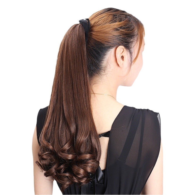 Wig Ponytail Women's Long Curly Hair Tie-style Pear Flower Braid Large Wave Realistic Mid-length Short Wig Fake Ponytail