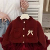 One-piece collared cardigan without sequins
