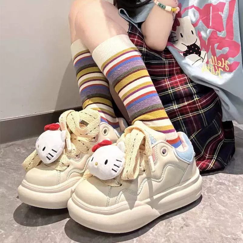 Hello kitty, милые кроссовки, нескользящая спортивная обувь с платформой для отдыха
