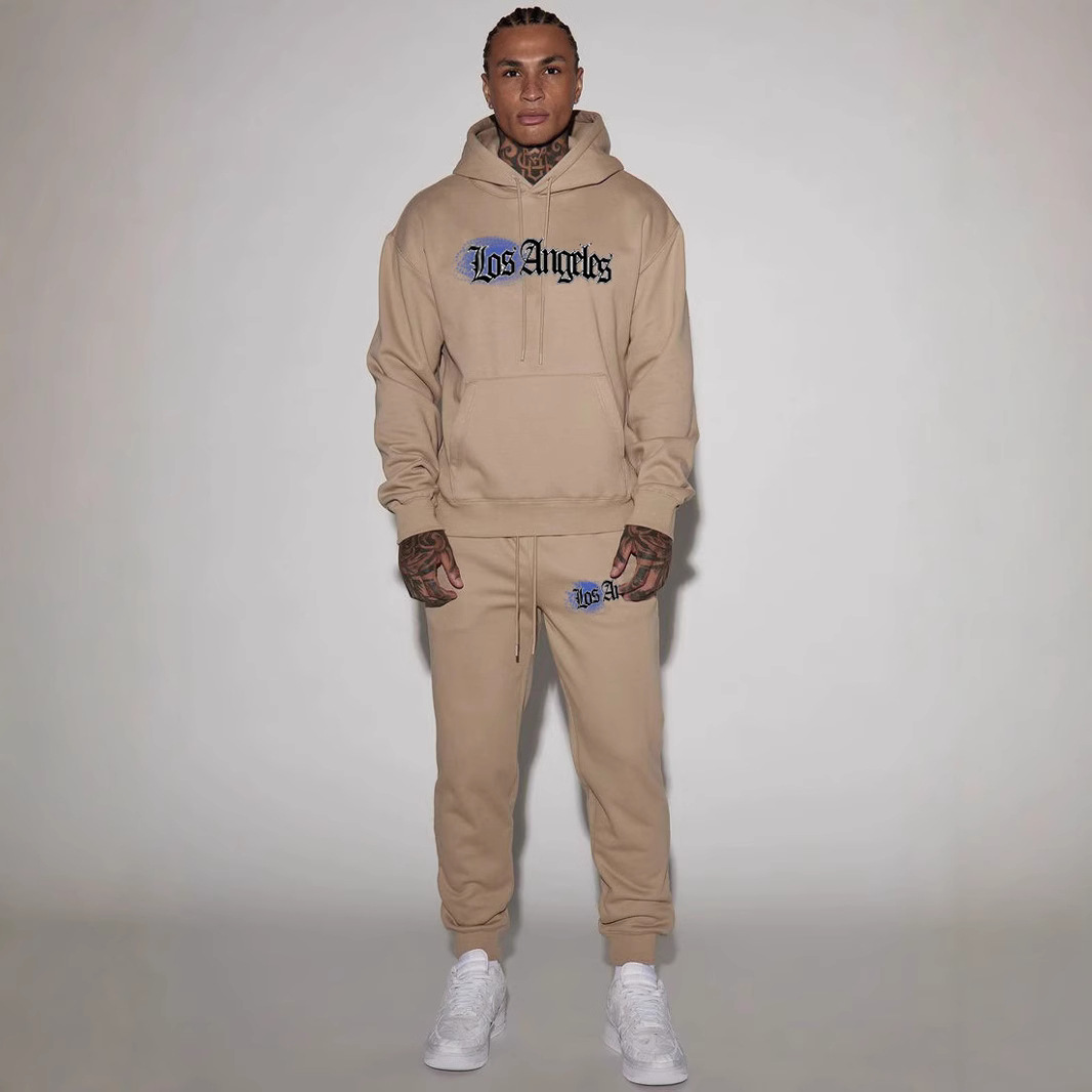 Herrenbekleidung Jahre grenzüberschreitender Trend Straße Retro Sprühfarbe Druck lässig Pullover Anzug_voghion.com