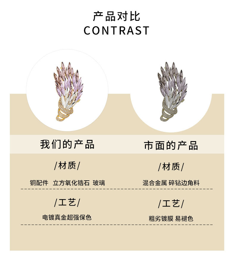 轻奢高级感水晶麦穗胸针高档奢华气质日韩个性胸花新款