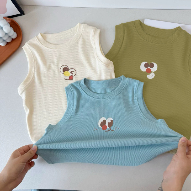 Summer New Style Sleeveless Vest for Boys and Girls, Cute, Simple and Versatile, Kidsren's Baby Style Waistcoat Vest Top