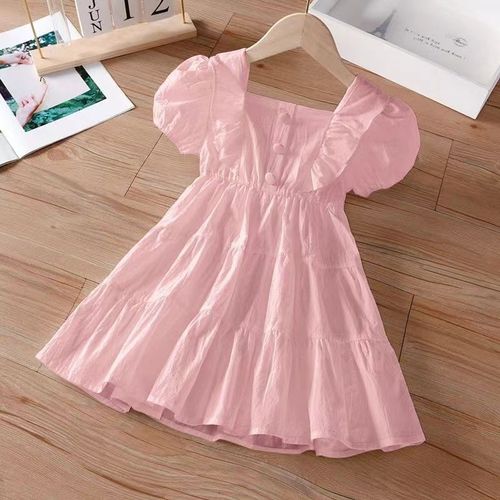 Girls dress summer 2024 new style cardigan petticoat baby solid color princess dress children's short-sleeved skirt
