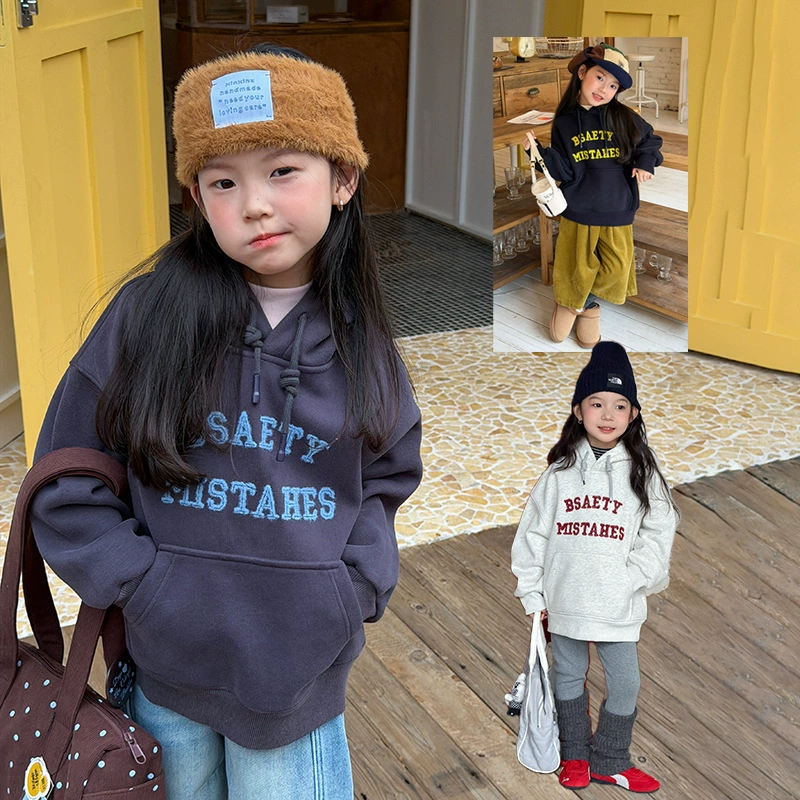 [На флисовой подкладке] Детская утолщенная утепленная толстовка Elmo Beibei для мальчиков и девочек, модная крутая толстовка с надписью