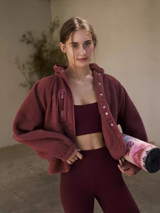 European and American autumn and winter 2025 sherpa stand collar jacket lightweight warm loose single-breasted sports high-end jacket for women