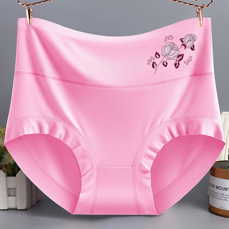 女性パンツモーデール高腰抗菌プリント大サイズの腹を閉じた三角パンツ太ったmm中高年ママパンツ|undefined