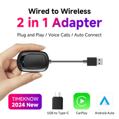 人気無線CarPlayボックス安卓Auto車載相互接続ボックス2 in 1無線CarPlayアダプタ