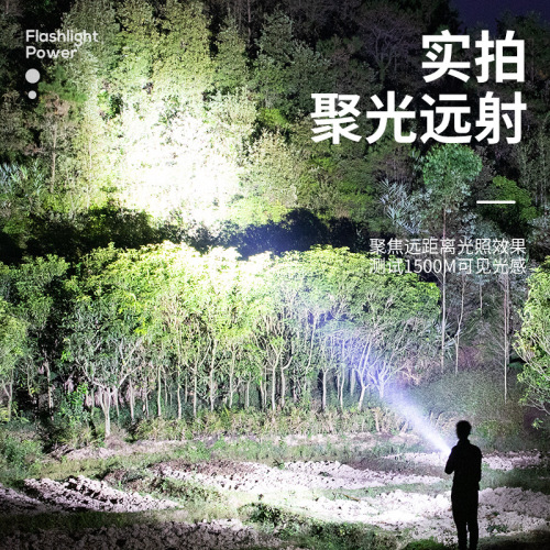 Smiling Shark ABS Highlight Flashlight USB Rechargeable Outdoor Small Flashlight Hiking Portable Home Lighting Flashlight