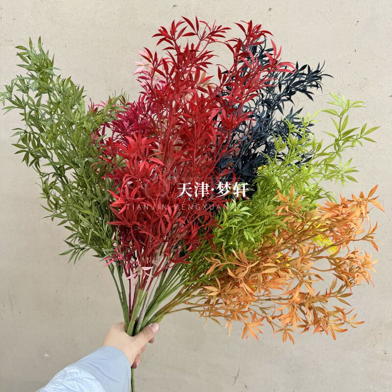 Simulation 4-fork beam panda bamboo wedding road lead base encryption bamboo leaf Mori green plant simulation leaf material Simulation 4-fork beam panda bamboo wedding road lead base encryption bamboo leaf Mori green plant simulation leaf material