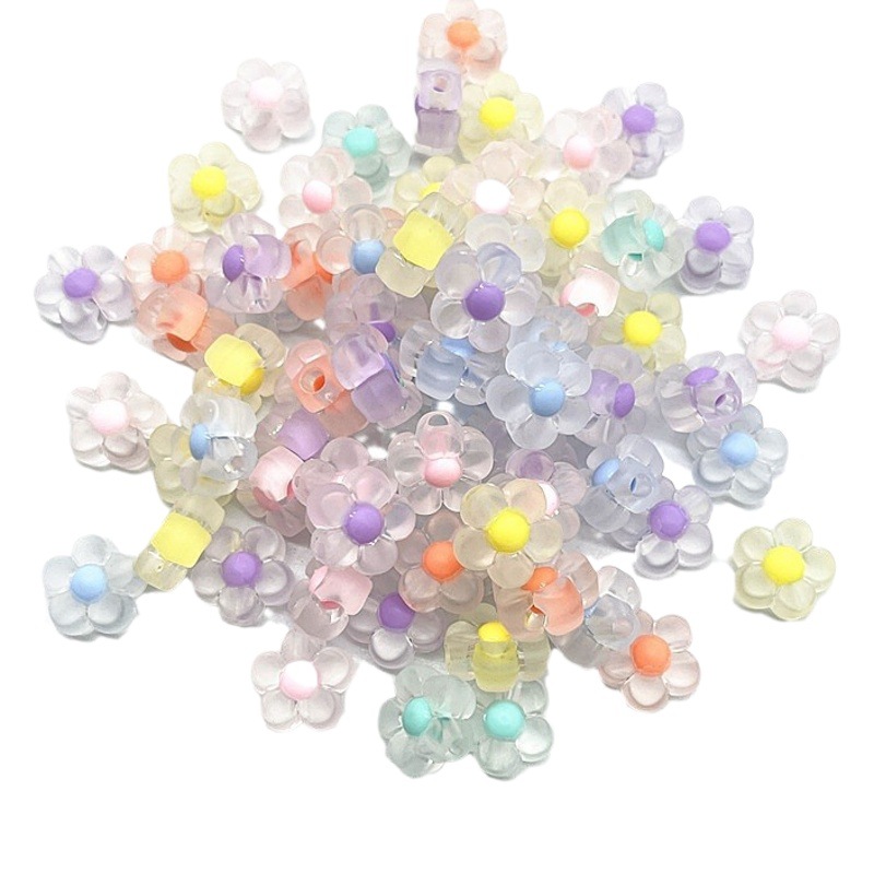 Nuevo acrílico transparente helado flor granos pequeños