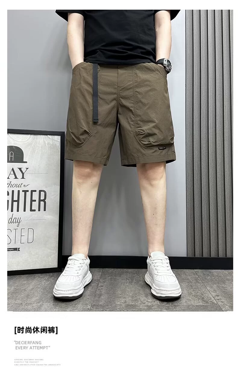 Summer quick dry silk shorts, beach trousers for leisure, loose fit