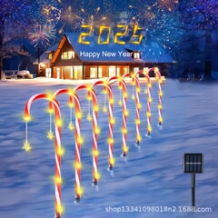 国境を越えた新しいクリスマスソーラー屋外芝生LED杖型星雪の結晶装飾地面設置ライト