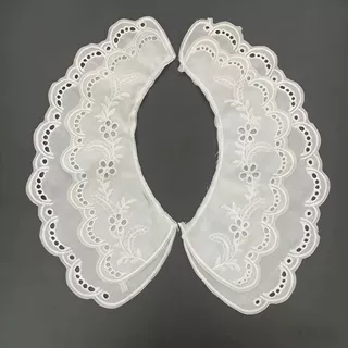 牛奶丝棉布刺绣衣领 领花 镂空打孔对花 棉布假领DIY童装服装辅料