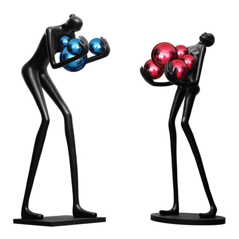 Salón de estar gran lámpara decorativa de suelo sala de exposiciones del hogar hotel vestíbulo de resina de arte humanoide red escultura lámpara de suelo