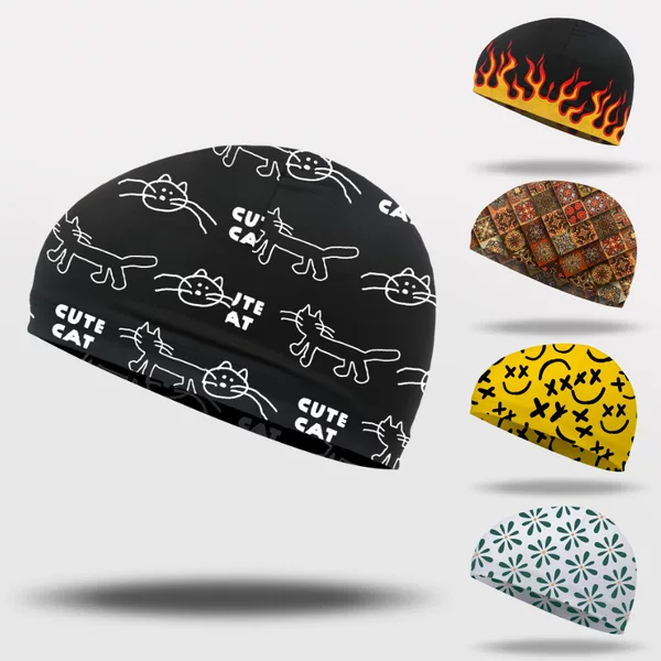 Cross-Border Hot Selling Cycling Cap Thin Sports Sweat-Absorbent Breathable Quick-Drying Cap Outdoor Helmet Lining Printed Hat