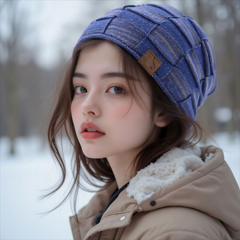 秋冬加绒混色百搭毛线针织帽保暖时尚套头帽欧美冬季女帽跨境|undefined