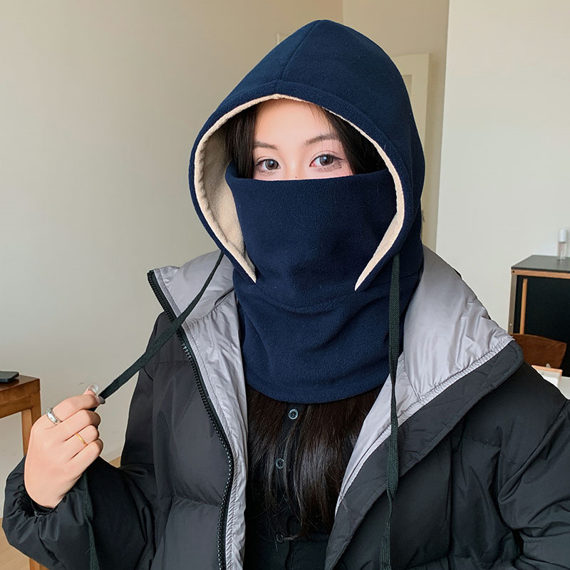 摇粒绒保暖雷锋帽子男士秋冬季骑车围脖连体帽女防风寒面罩滑雪帽|undefined