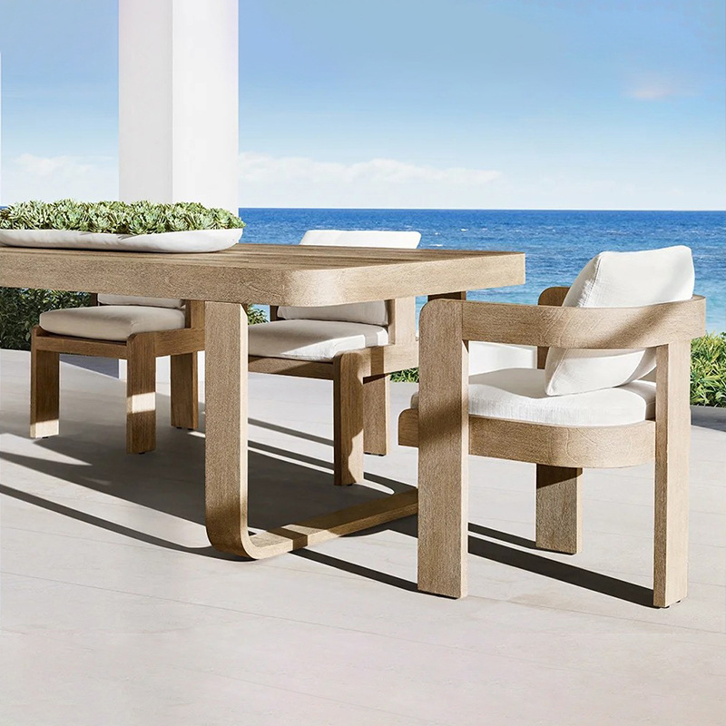 Sofá de teca para exteriores, diseño de muebles para patio de villa, balcón, jardín, resistente a la lluvia, de madera maciza, para hoteles y alojamientos.