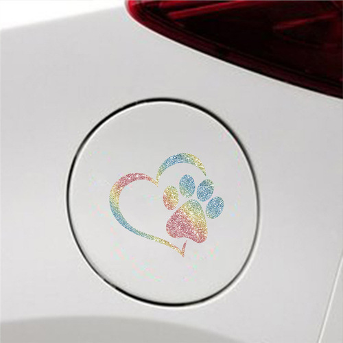 Cartoon love cat footprint pattern car flashing sticker, stylish shiny sandblasted decorative sticker for car windows